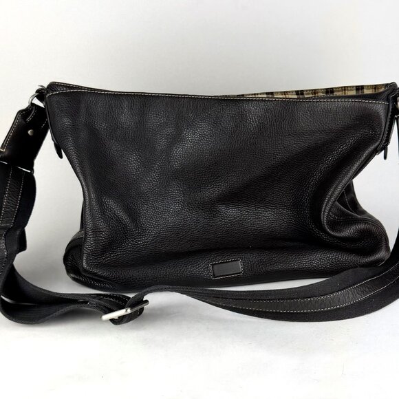 Levenger Fine Leather Messenger Bag 16x13" Plaid Lining Classic Satchel 2000s - Picture 14 of 14